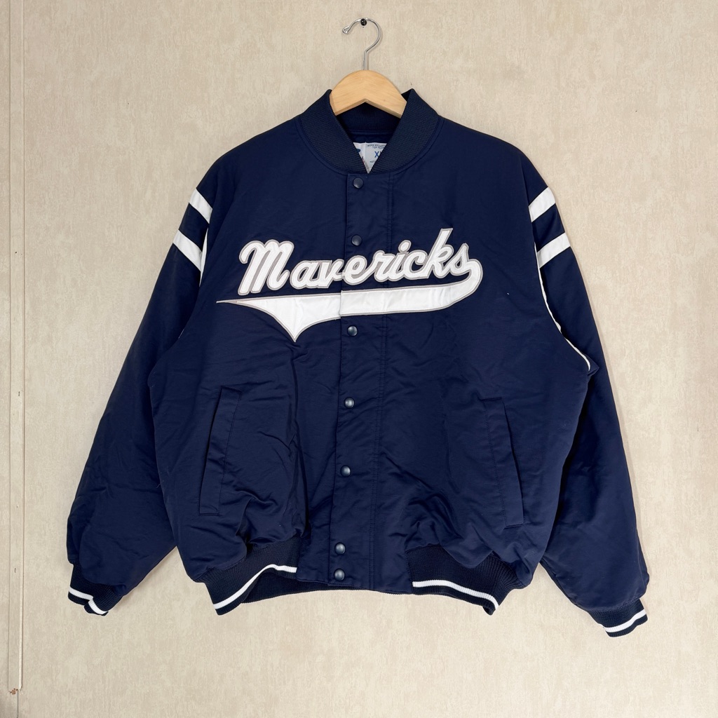 Russell Athletic Men’s 23 Mavericks Bomber Varsity Jacket Game Day Gear Blue Xl